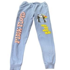PINK FLOYD Mens Size M Graphic “Wish You Were Here” Sweatpants Joggers- Sky Blue